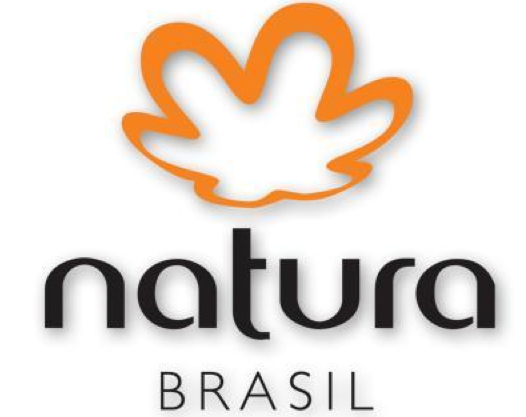 Natura Brasil logo with an orange abstract leaf symbol above black “natura” and spaced “BRASIL” text.